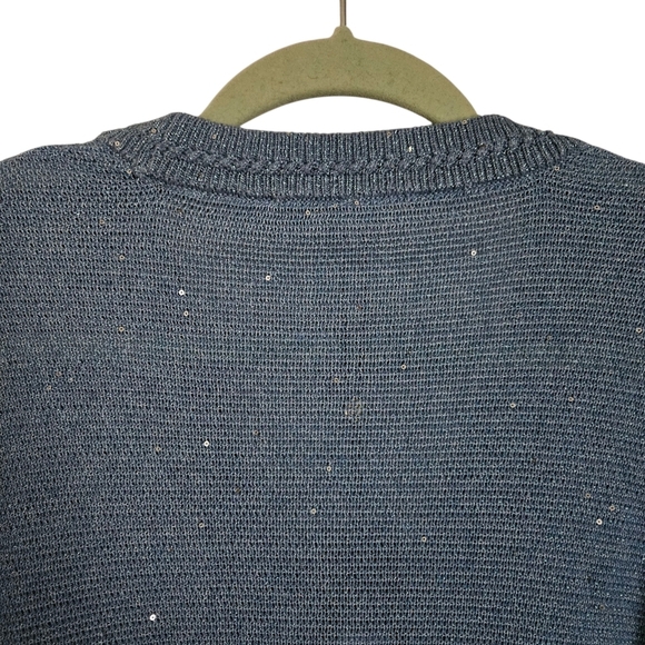 Kobi Halperin Anthia Sequin Button Down Blue Cardigan Sweater Large NWT - Picture 6 of 13
